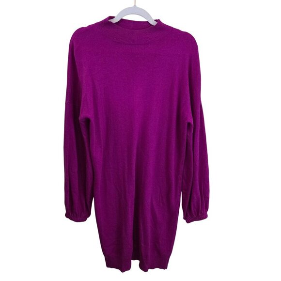 Universal Standard X J.Crew Mockneck Wool Blend Raspberry Sweater Dress Size M - Picture 2 of 7